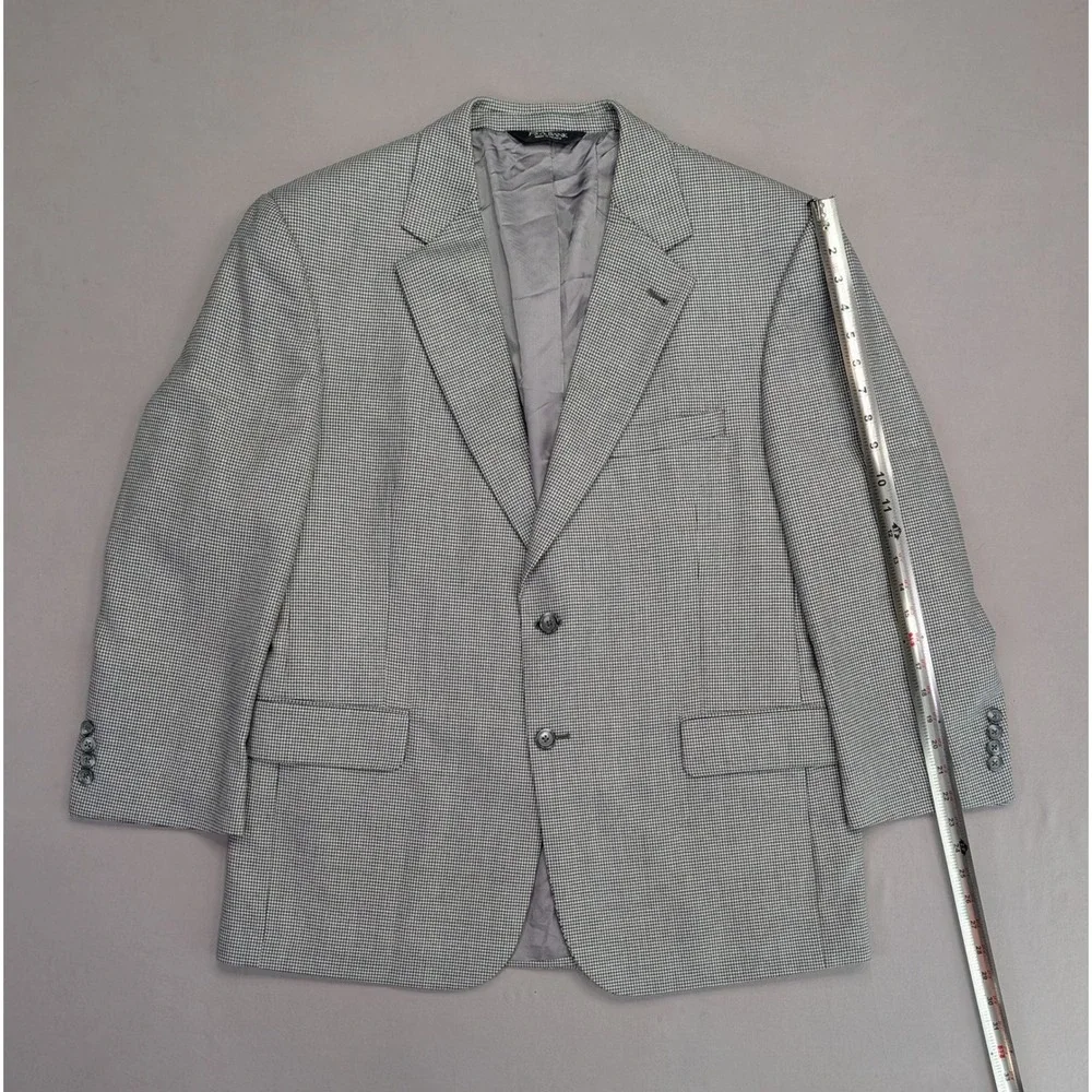 Jos A Bank Wool Houndstooth Blazer 44S Gray Classic Sport Coat